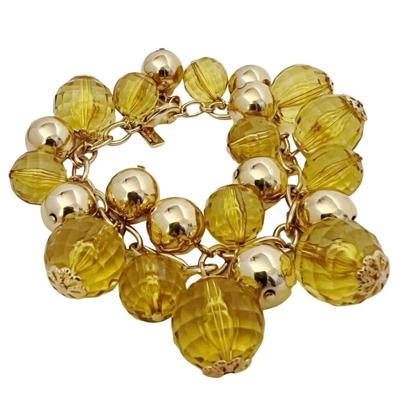 KATE SPADE 2009 Holiday Collection Citrine Yellow Gold Vintage Bead Bracelet - Picture 1 of 6
